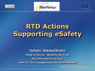 RTD Actions Supporting e Safety