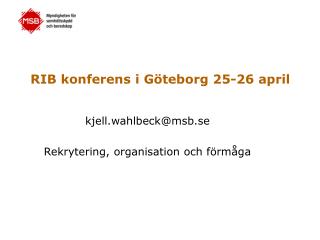 RIB konferens i Göteborg 25-26 april