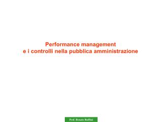 Performance management e i controlli nella pubblica amministrazione