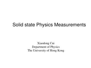 Solid state Physics Measurements