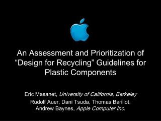 An Assessment and Prioritization of “Design for Recycling” Guidelines for Plastic Components