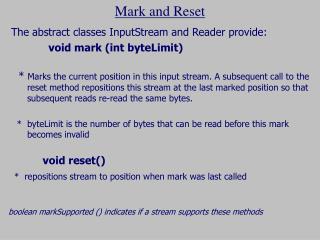 Mark and Reset