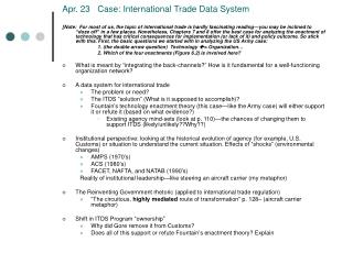 Apr. 23 Case: International Trade Data System