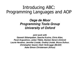 Introducing ABC: Programming Languages and AOP