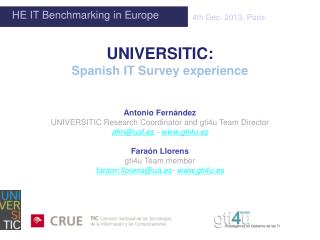 UNIVERSITIC: Spanish IT Survey experience