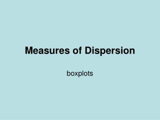 Measures of Dispersion