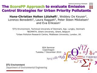 The ScorePP Approach to evaluate Emission Control Strategies for Urban Priority Pollutants