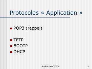 Protocoles « Application »