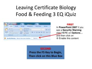 Leaving Certificate Biology Food &amp; Feeding 3 EQ iQuiz