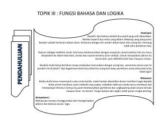 TOPIK III : FUNGSI BAHASA DAN LOGIKA