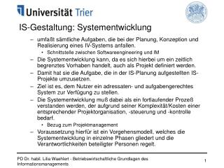 IS-Gestaltung: Systementwicklung