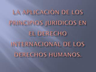 LA APLICACIÓN DE LOS PRINCIPIOS JURÍDICOS EN EL DERECHO INTERNACIONAL DE LOS DERECHOS HUMANOS.