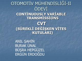 OTOMOTİV MÜHENDİSLİĞİ-II ÖDEVİ