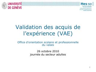 Validation des acquis de l’expérience (VAE)