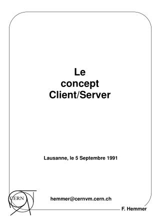 Le concept Client/Server