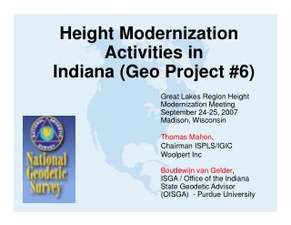 Height Modernization Activities in Indiana (Geo Project #6)
