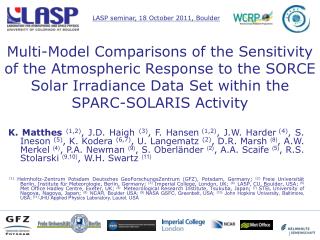 LASP seminar , 18 October 2011, Boulder