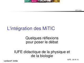 L'intégration des MiTIC