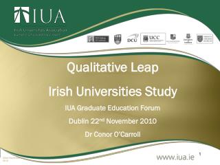 Qualitative Leap Irish Universities Study IUA Graduate Education Forum Dublin 22 nd November 2010