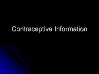 Contraceptive Information