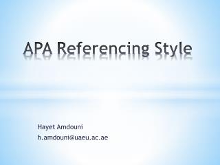 APA Referencing Style