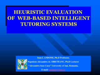 HEURISTIC EVALUATION OF WEB-BASED INTELLIGENT TUTORING SYSTEMS