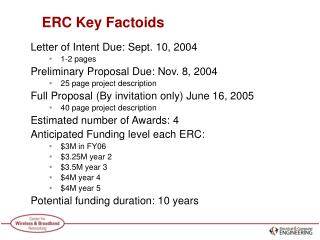 ERC Key Factoids