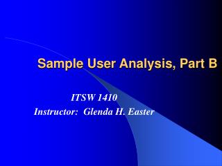 Sample User Analysis, Part B