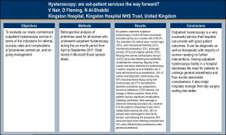 Hysteroscopy: are out-patient services the way forward? V Nair, D Fleming, N Al-Shabibi