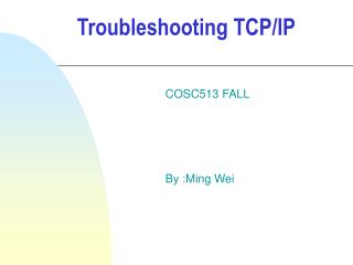 Troubleshooting TCP/IP