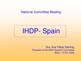 National Committee Meeting IHDP- Spain
