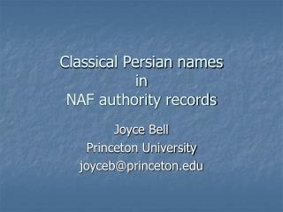 Classical Persian names in NAF authority records