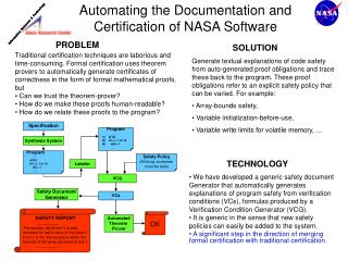 Automating the Documentation and Certification of NASA Software