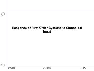 Response of First Order Systems to Sinusoidal Input