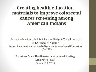 Creating health education materials to improve colorectal cancer screening among American Indians