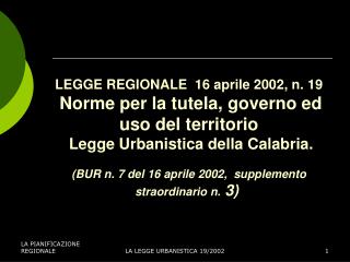 ARTICOLAZIONE GENERALE DELLA LEGGE