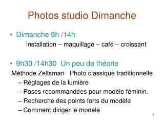 Photos studio Dimanche