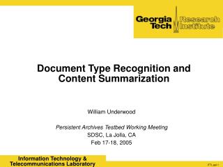 Document Type Recognition and Content Summarization