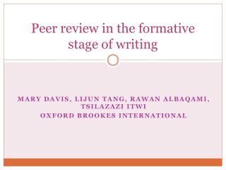 Peer review in the formative stage of writing