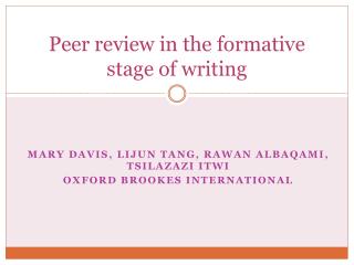 Peer review in the formative stage of writing