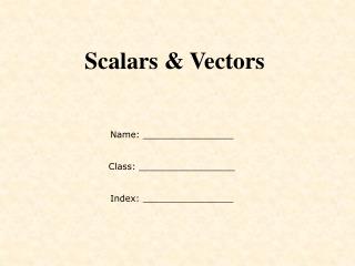 Scalars &amp; Vectors