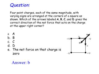 a A B C D The net force on that charge is zero