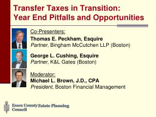 Transfer Taxes in Transition: Year End Pitfalls and Opportunities