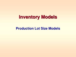 Inventory Models