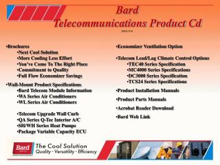 Bard Telecommunications Product Cd Pt#S3391