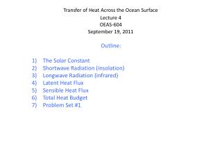 Transfer of Heat Across the Ocean Surface