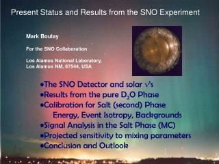 Present Status and Results from the SNO Experiment