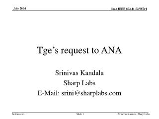 Tge’s request to ANA