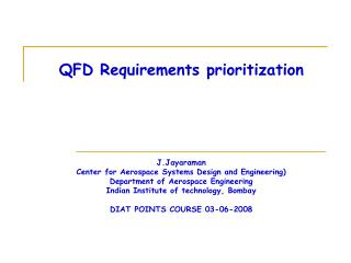 QFD Requirements prioritization
