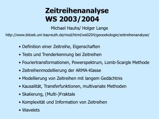 Zeitreihenanalyse WS 2003/2004